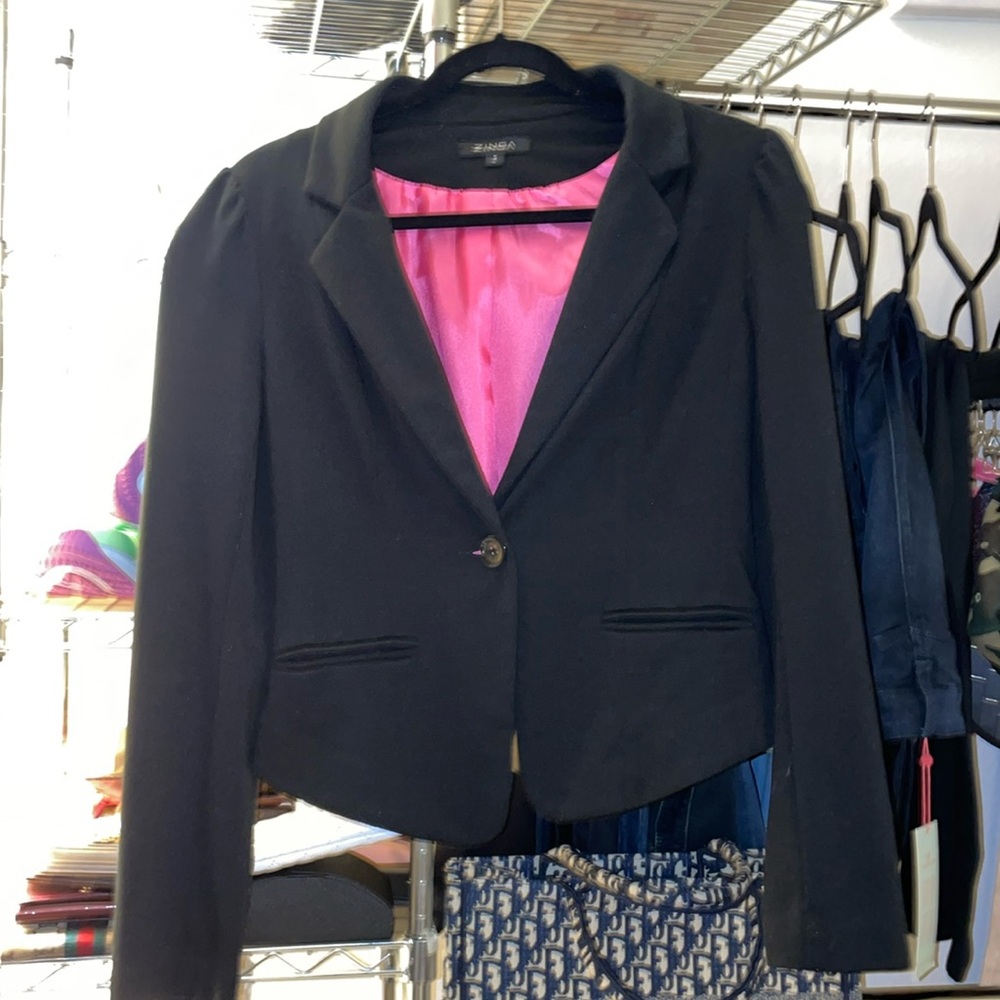 Black Blazer with Hot Pink Lining